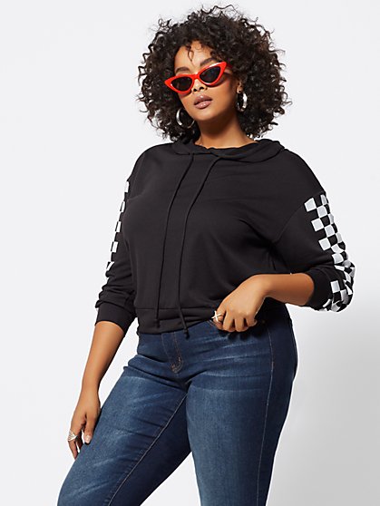 Plus Size Carly Checkered Hoodie - Fashion To Figure
