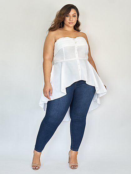 plus size white high low top