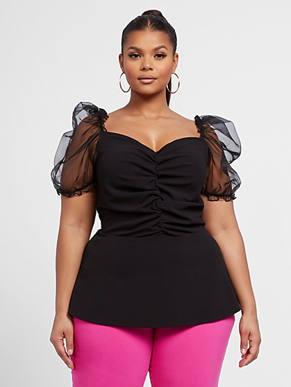 Womens Plus Size Black Sleeveless Ruched Neckline Plain Long Vest T Shirt Top
