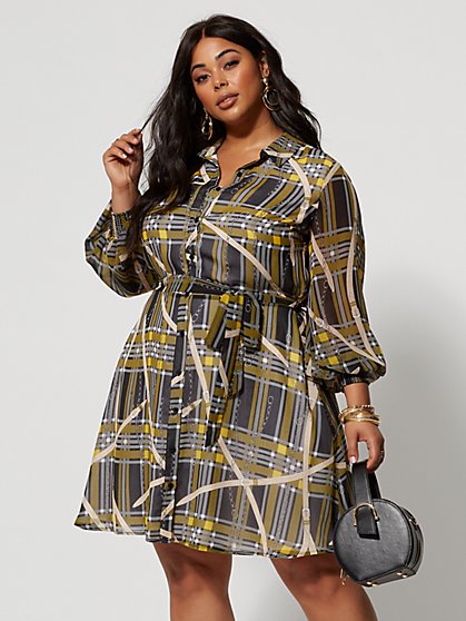 Plus Size Celia Printed Shirt Dress - Fashion To Figure