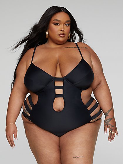 Plus Size Chandra Caged One-Piece Monokini Swimsuit - Fashion To Figure
