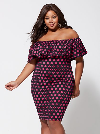 Plus Size Charli Kiss-Print Bodycon Dress - Fashion To Figure
