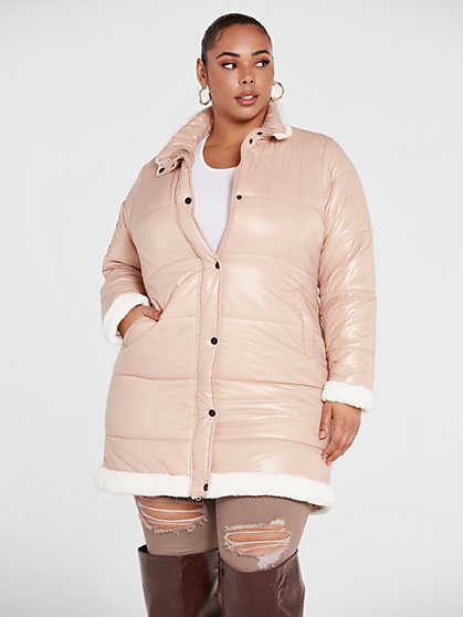 Plus Size Charlotte Faux Fur Trim Puffer Coat - Fashion To Figure