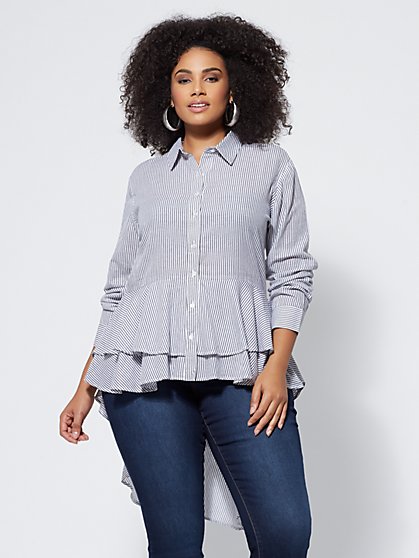 Plus Size Charlotte Striped Peplum Top - Fashion To Figure