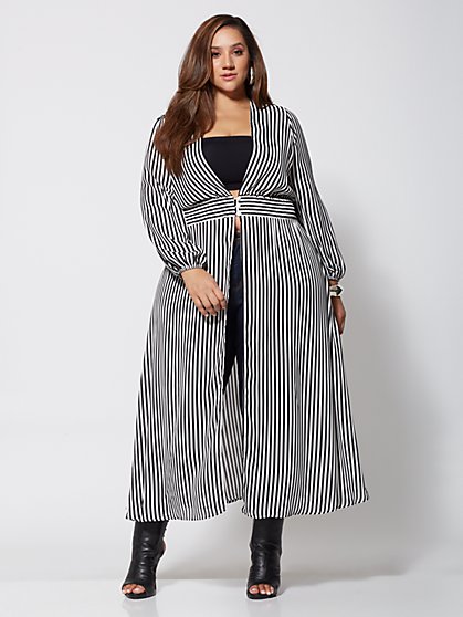 Plus Size Charmaine Striped Duster - Fashion To Figure