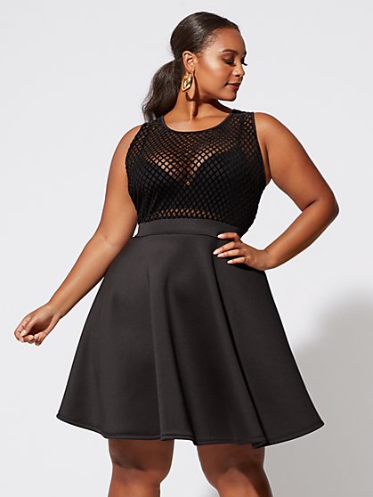 Plus Size Chelsie Mesh Flare Dress - Fashion To Figure
