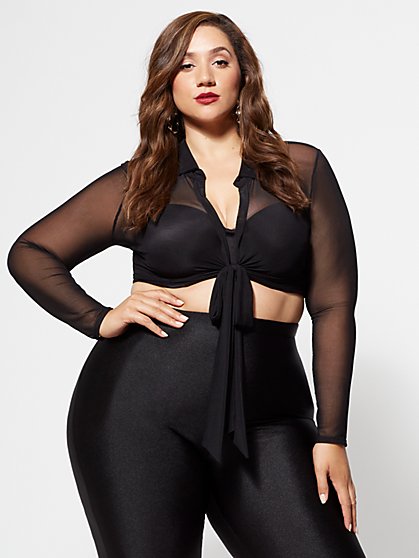 Plus Size Christina Mesh Crop Top - Fashion To Figure