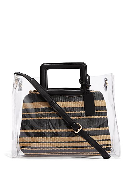 Plus Size Clear Tote With Straw Pouch - Fashion To Figure