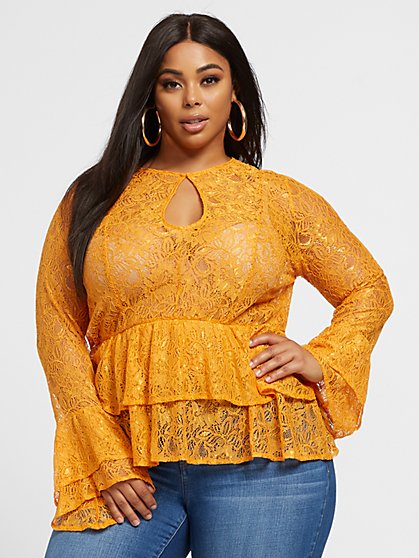Plus Size Coralie Lace Peplum Blouse - Fashion To Figure