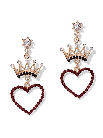 Plus Size Crown Heart Dangle Earring - Fashion To Figure