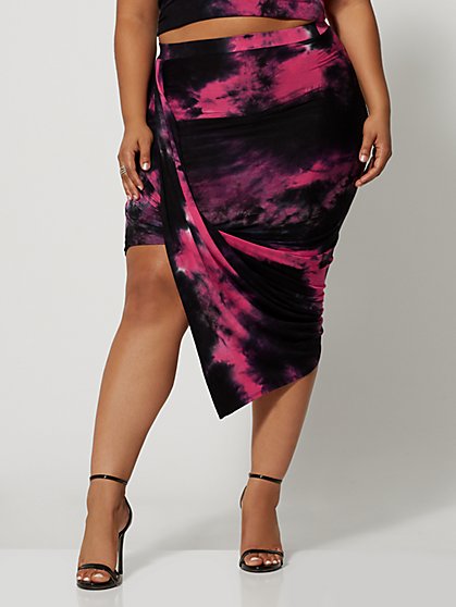 Plus Size Dabria Tie-Dye Drape Skirt - Fashion To Figure