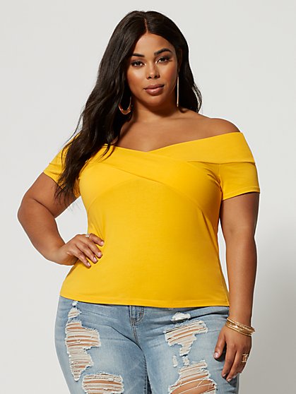 Plus Size Dakota Cross-Front Off Shoulder Top - Fashion To Figure