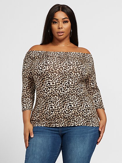 Plus Size Dani Off Shoulder Leopard Top - Fashion To Figure