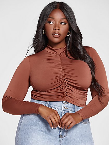 Plus Size Daria Mockneck Ruched Top - Fashion To Figure