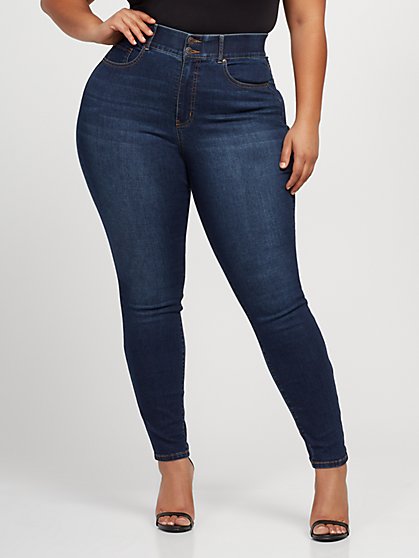 Plus Size Dark Wash Curvy Fit Skinny Jeans - Fashion To Figure