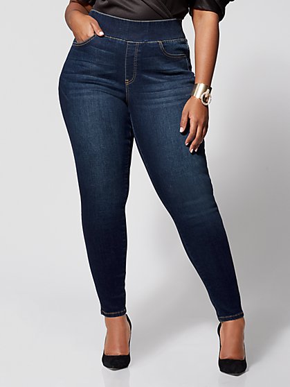 Plus Size Dark Wash High-Rise Jeggings - Short Inseam - Fashion To Figure