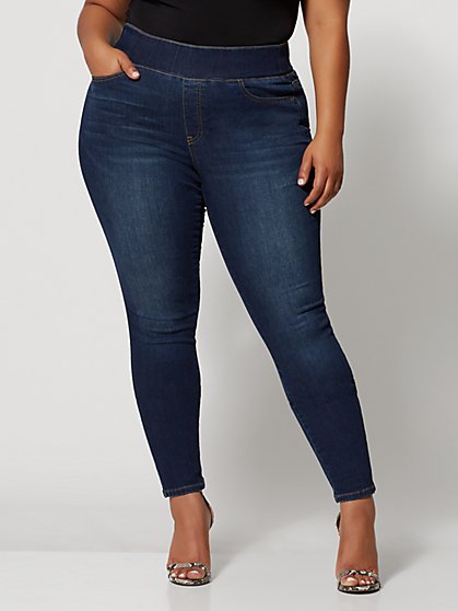 Plus Size Dark Wash High-Rise Jeggings - Tall Inseam - Fashion To Figure