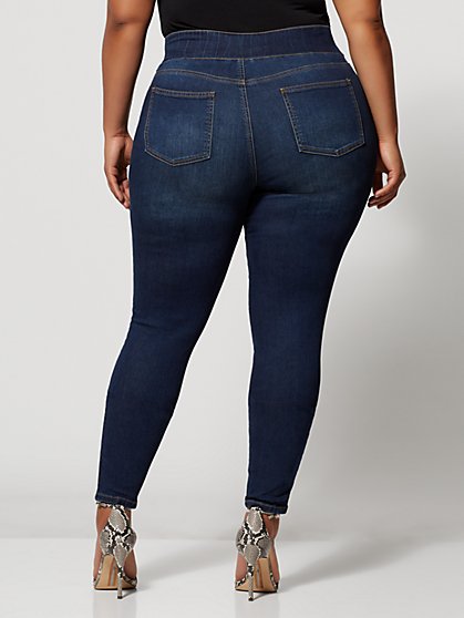 M&S&W Womens High Waist Denim Pant Plus Size Cotton Front Zipper Bodycon Denim Pant 
