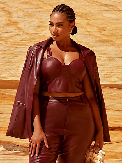 Plus Size Davina Faux Leather Blazer - Fashion To Figure