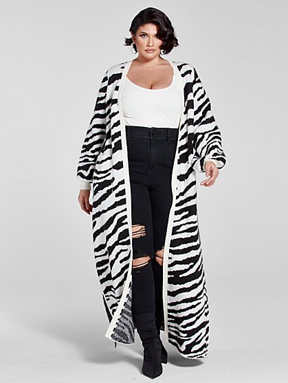 Plus Size Dayana Zebra Print Long Cardigan - Fashion To Figure