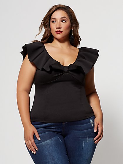 Plus Size Dayna Ruffle-Shoulder Top - Fashion To Figure