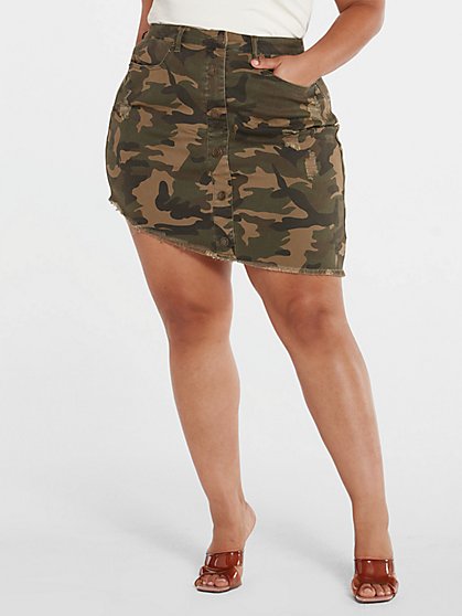 Plus Size Delia Denim Camo Skirt 