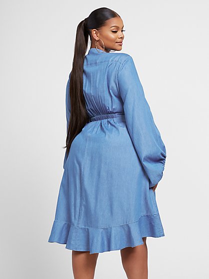 denim wrap dress plus size