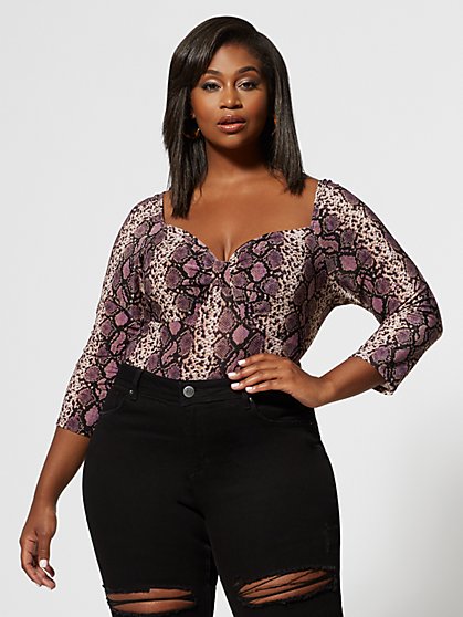 Plus Size Delilah Snake Print Top - Fashion To Figure
