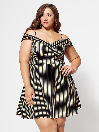 Plus Size Delilah Striped Flare Dress - Fashion To Figure