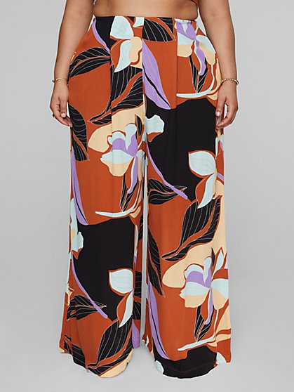 Plus Size Dina Tropical Print Wide Leg Pants - Gabi Fresh x FTF - Fashion To Figure