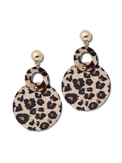 Plus Size Drop Circle Animal Statement Earring - Fashion To Figure