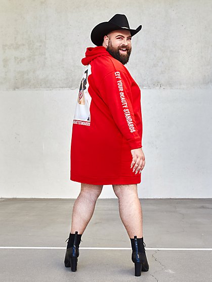 red dress with hoodie