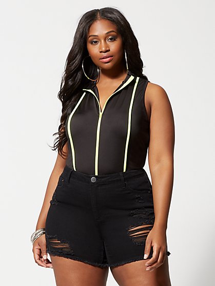 Plus Size Eleni Zip Front Knit Top - Fashion To Figure