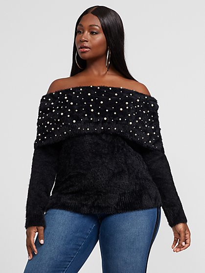 plus size white off the shoulder sweater