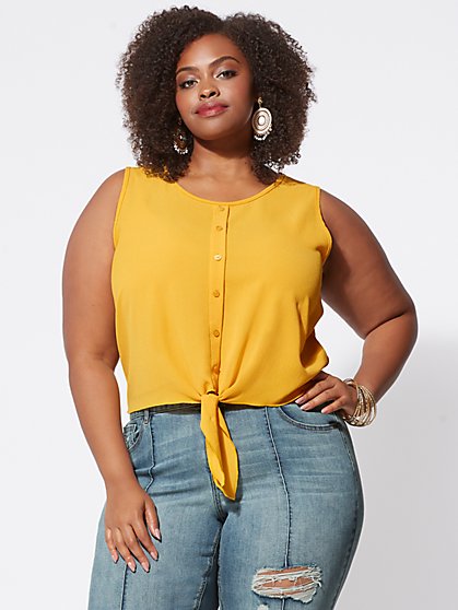 Plus Size Elyshia Tie-Front Tank Top - Fashion To Figure