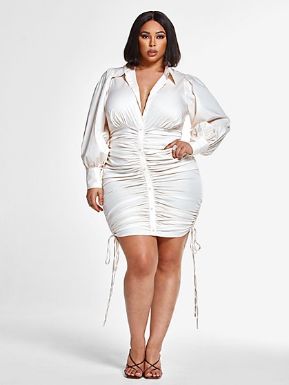 white button down dress plus size