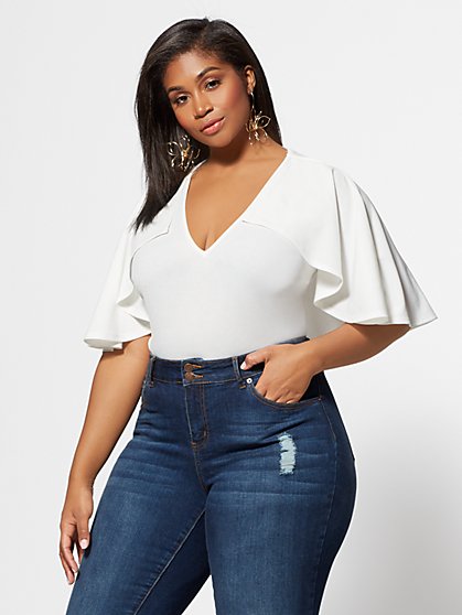 Plus Size Esmeralda Cape Bodysuit - Fashion To Figure