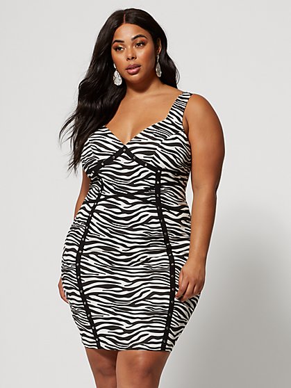 Plus Size Estella Zebra Print Bodycon Dress - Fashion To Figure