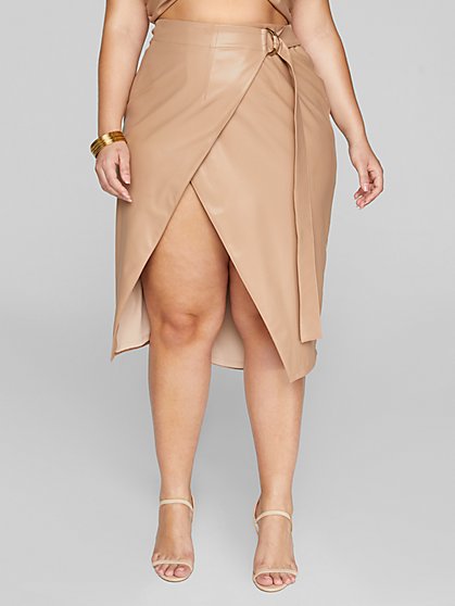 Plus Size Eva Faux Leather Wrap Skirt - Fashion To Figure