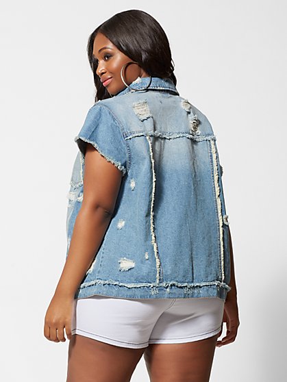 plus short sleeve denim jacket