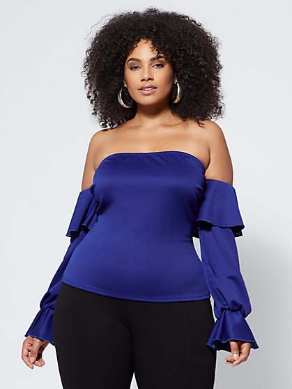 Plus Size Evangelica Off-Shoulder Drama Top - Fashion To Figure