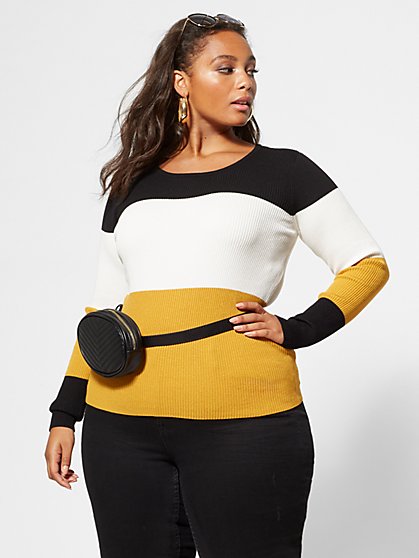 Plus Size Dina Colorblock Sweater - Fashion To Figure
