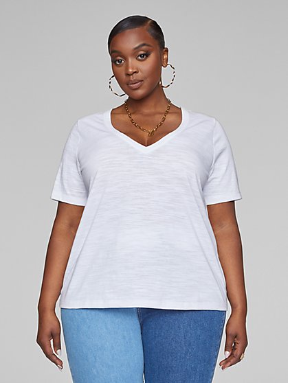 Plus Size Essentials - Short Sleeve V-Neck Tee - Fashion To Figure