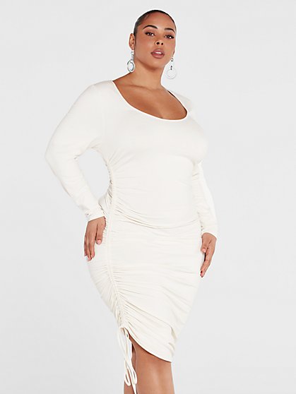 Plus Size Essentials - The Long Sleeve Ruched Dress - Fashion To Figure