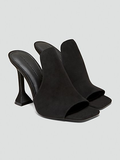 Plus Size Fallon Peep Toe Mules in Black - Fashion To Figure