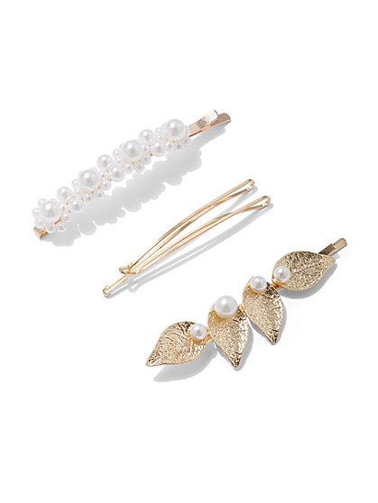 Plus Size Faux-Pearl Hair Pin Set of 3 - Fashion To Figure