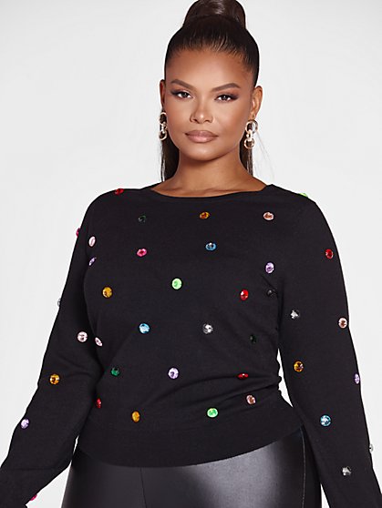 Plus Size Felicity Multicolor Gemstone Sweater - Fashion To Figure