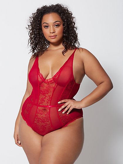Plus Size Fernanda Lace Lingerie Bodysuit - Fashion To Figure