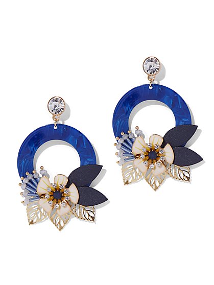 Plus Size Flower Dangle Hoop Earring - Fashion To Figure