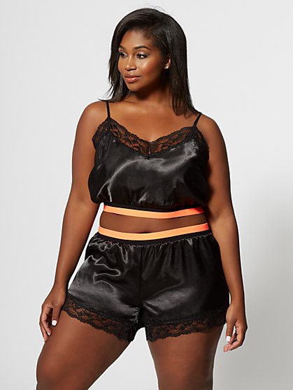 plus size satin cami and short set
